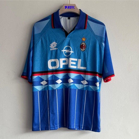ACMILAN 1995-96 THIRD KIT MALDINI FIVESLEEVE POLO EMBROIDERY