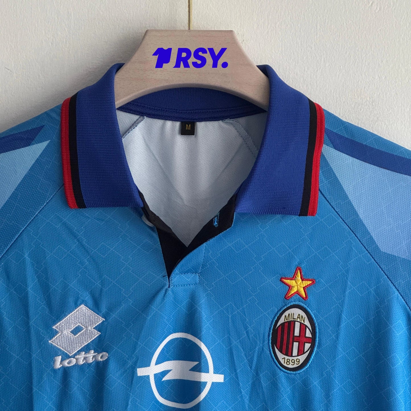 ACMILAN 1995-96 THIRD KIT MALDINI FIVESLEEVE POLO EMBROIDERY