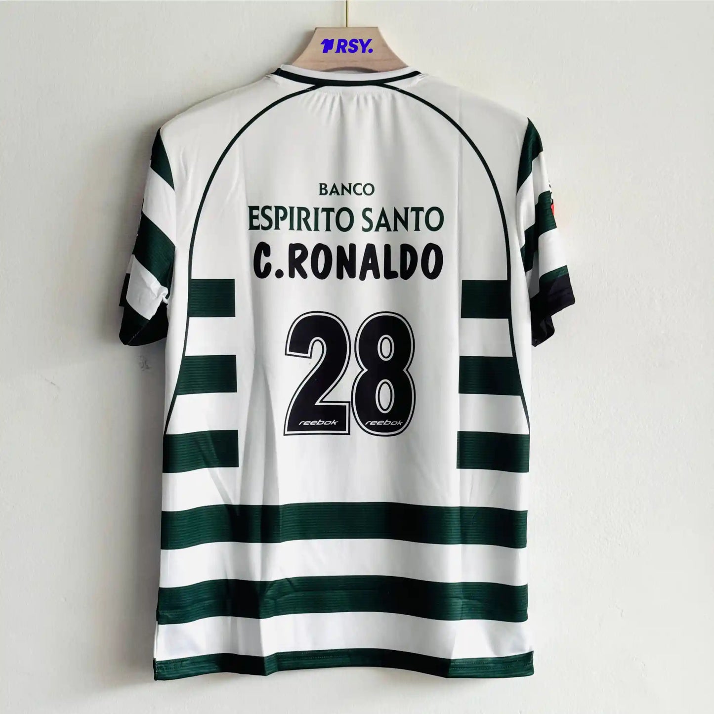 SPORTING 2001-02 HOME KIT RONALDO EMBROIDERY