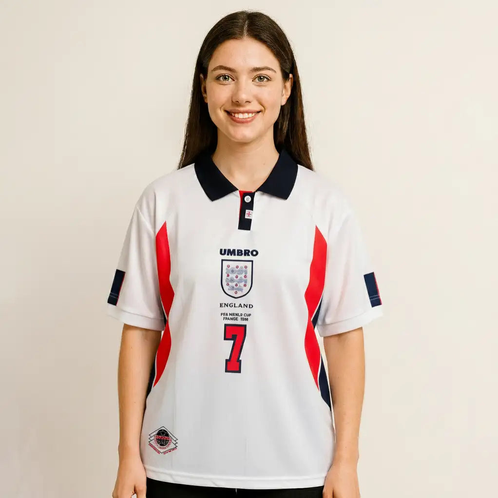 ENGLAND 1998 HOME KIT BECKHAM POLO EMBROIDERY