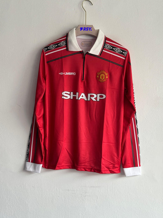 MANCHESTER UNITED 1998-99 HOME KIT BECKHAM FULLSLEEVE POLO EMBROIDERY