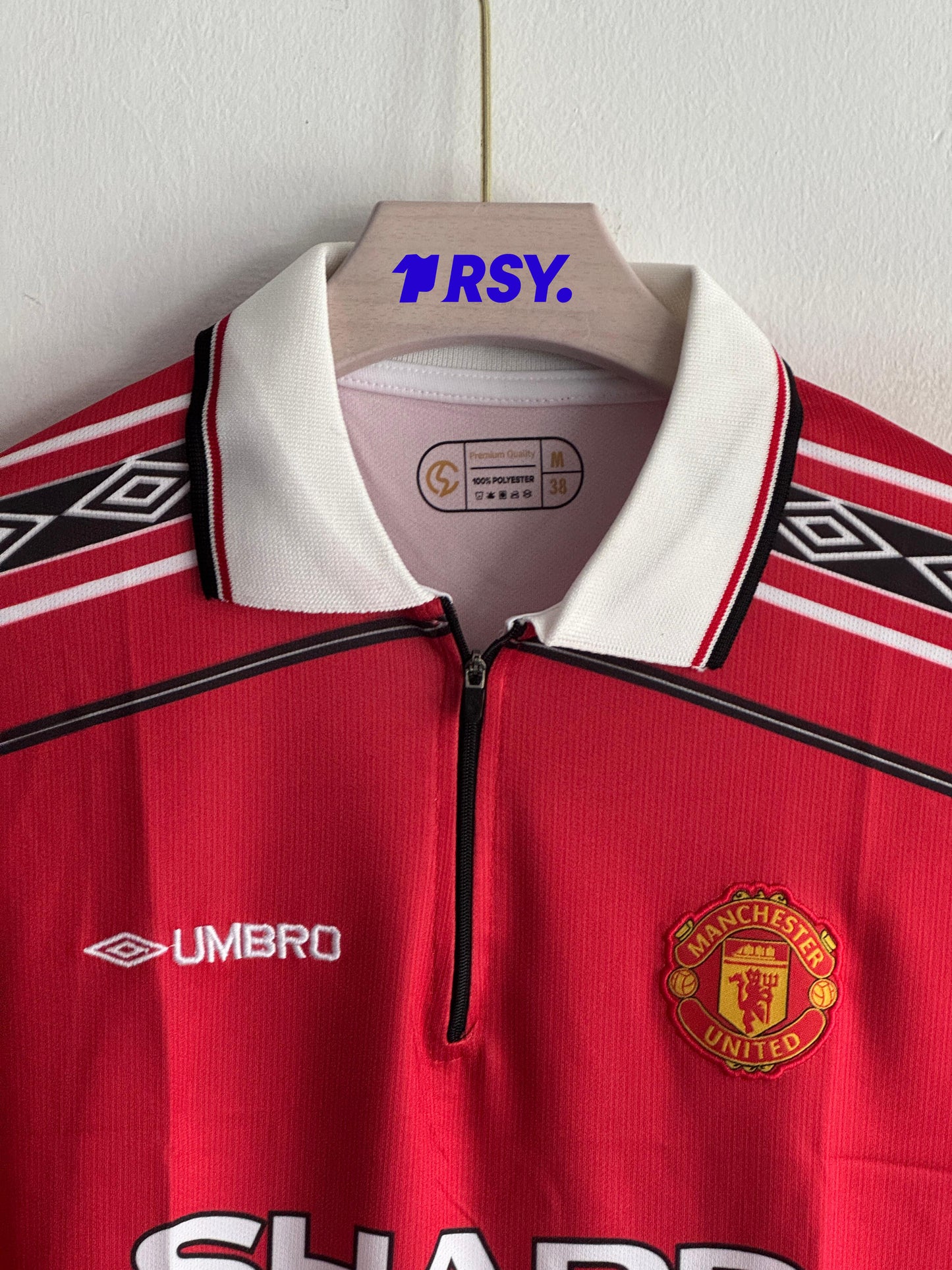 MANCHESTER UNITED 1998-99 HOME KIT BECKHAM FULLSLEEVE POLO EMBROIDERY