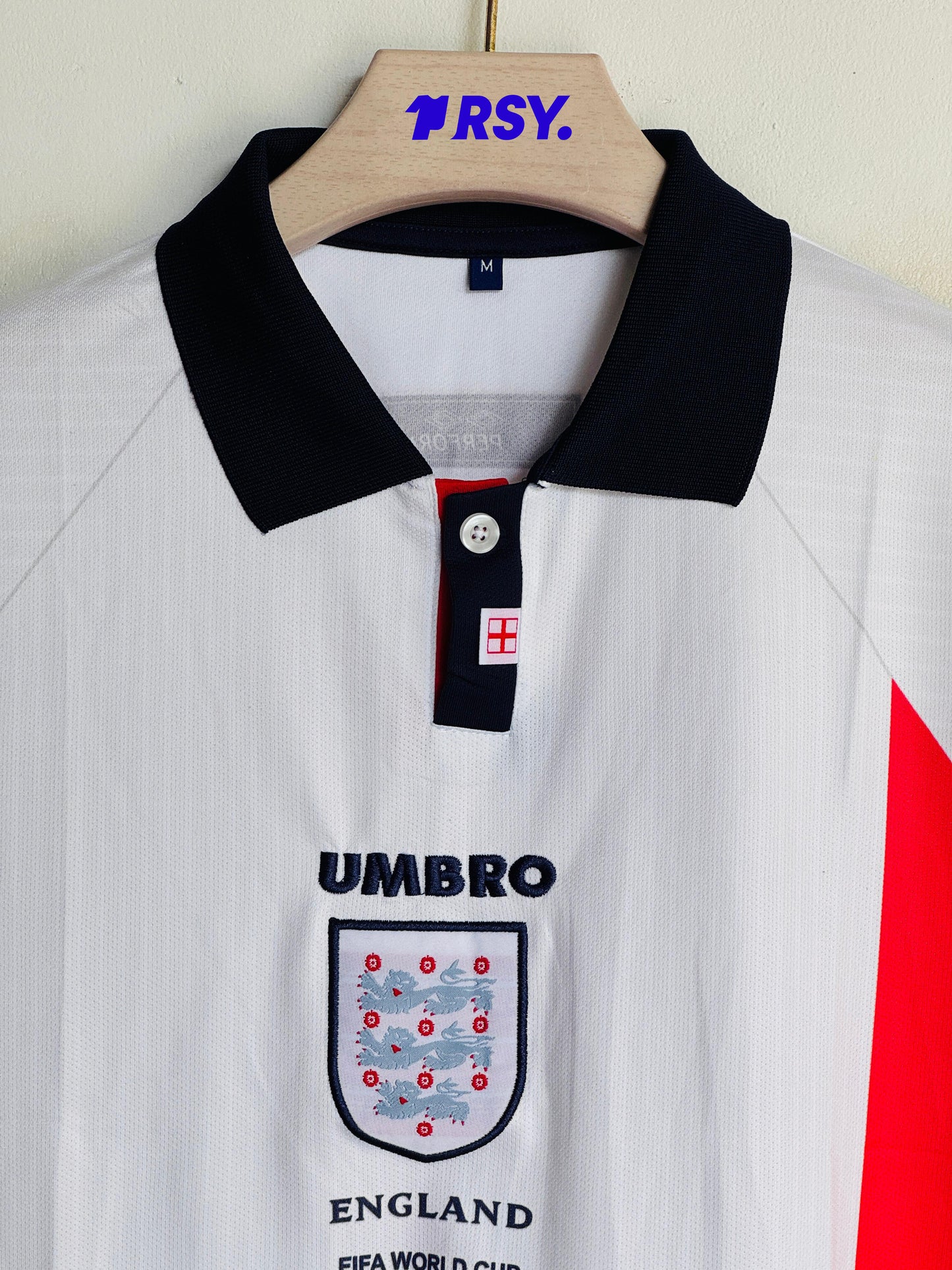 ENGLAND 1998 HOME KIT BECKHAM POLO EMBROIDERY