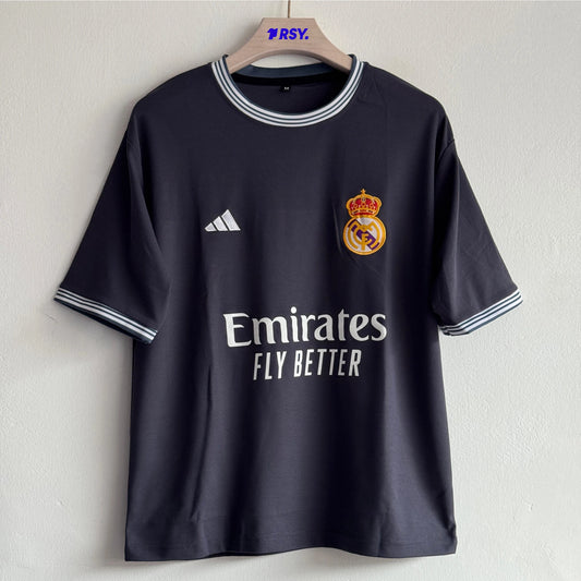REAL MADRID SPECIAL EDITION GREY TSHIRT JERSEY EMBROIDERY FIVESLEEVE