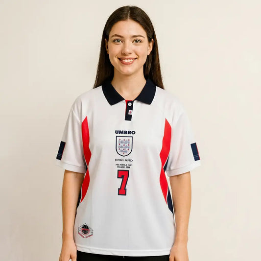 ENGLAND 1998 HOME KIT BECKHAM POLO EMBROIDERY