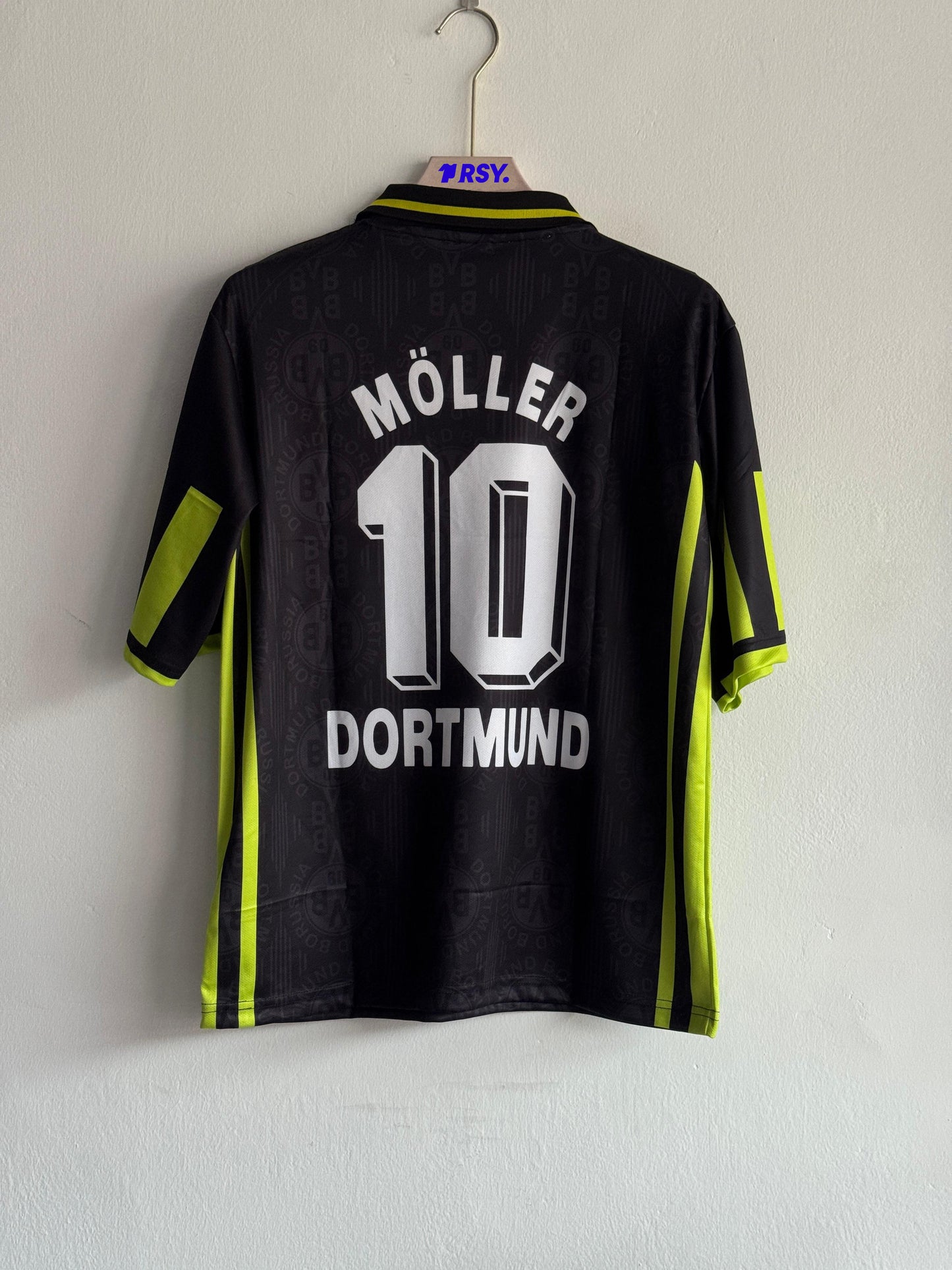 DORTMUND 1996-97 AWAY KIT MOLLER FIVESLEEVE POLO EMBROIDERY