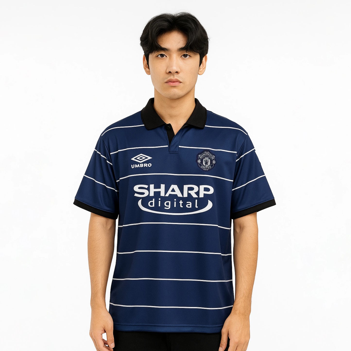 MANCHESTER UNITED 1999-2000 AWAY KIT BECKHAM POLO EMBROIDERY