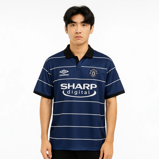 MANCHESTER UNITED 1999-2000 AWAY KIT BECKHAM POLO EMBROIDERY