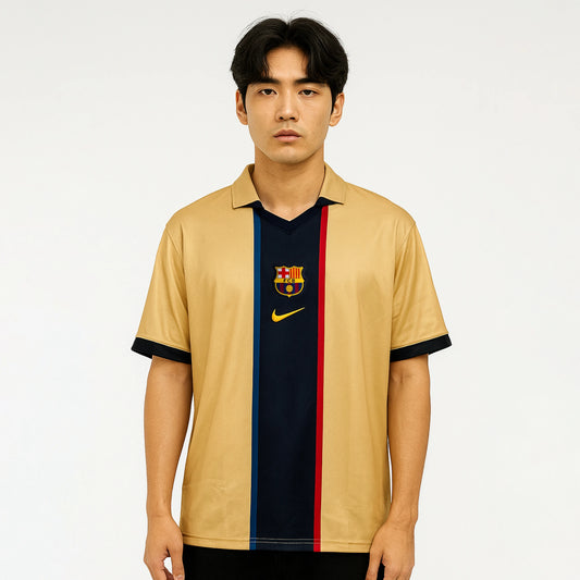 BARCELONA 2001-02 AWAY KIT PUYOL FIVESLEEVE POLO EMBROIDERY
