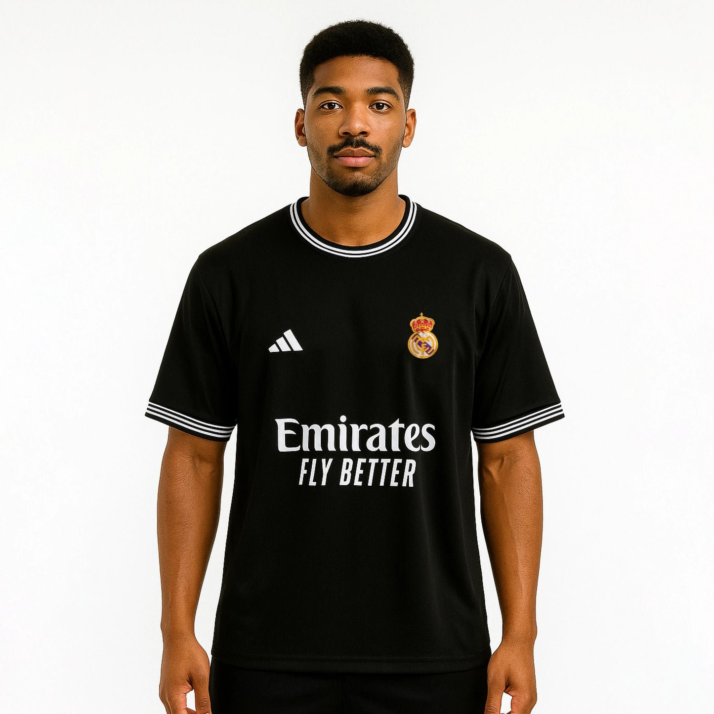 REAL MADRID SPECIAL EDITION BLACK TSHIRT JERSEY EMBROIDERY FIVESLEEVE