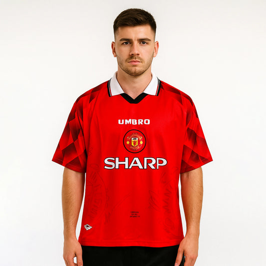 MANCHESTER UNITED 1996-97 HOME KIT CRUYFF FIVESLEEVE POLO