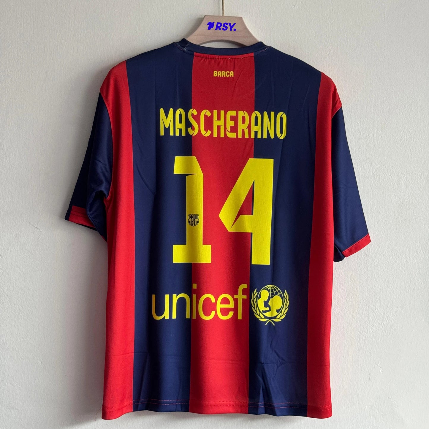 BARCELONA 2014-15 HOME KIT MASCHERANO FIVESLEEVE