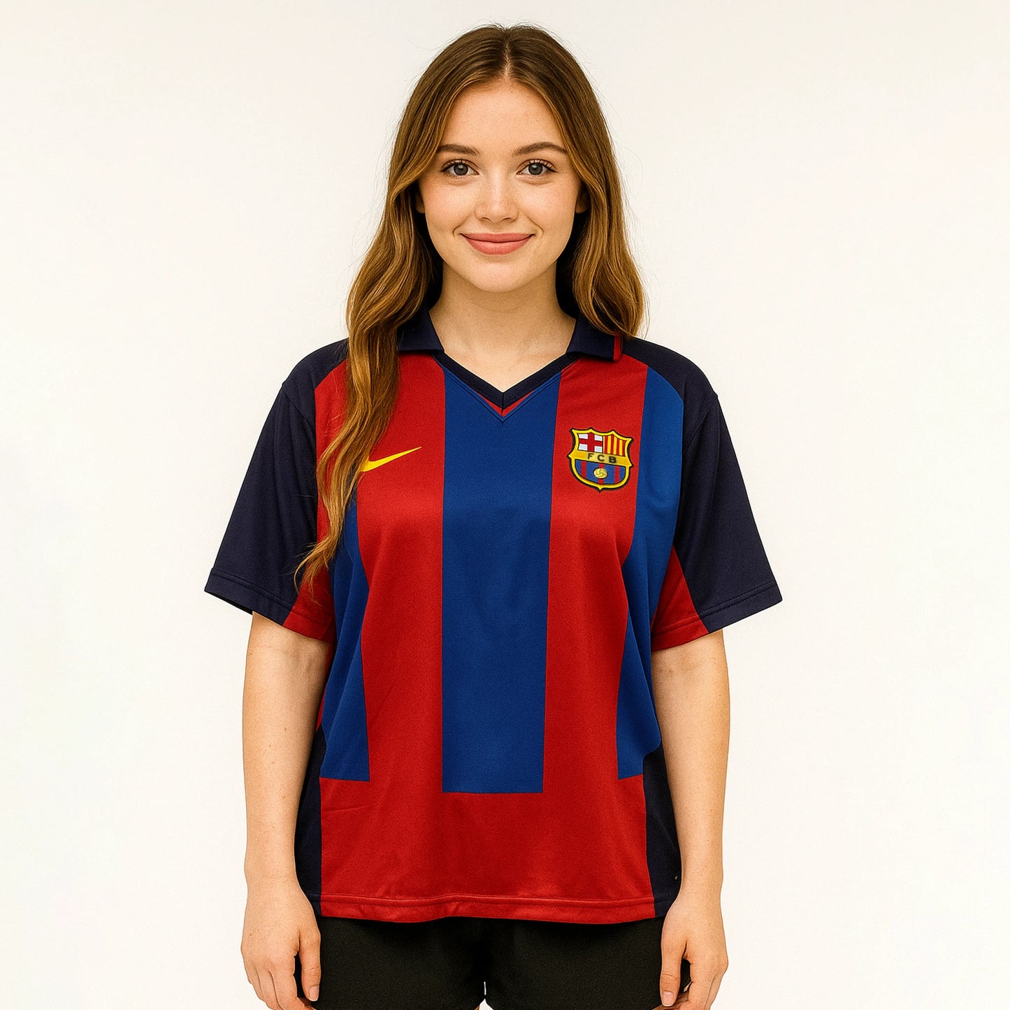 BARCELONA 2003-04 HOME KIT RONALDINHO FIVESLEEVE POLO