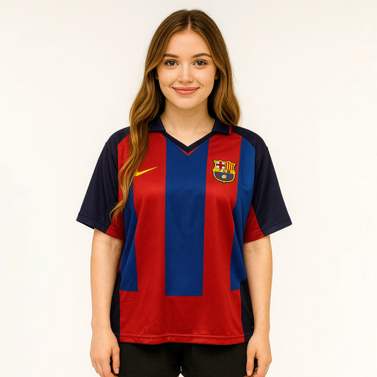 BARCELONA 2003-04 HOME KIT RONALDINHO FIVESLEEVE POLO