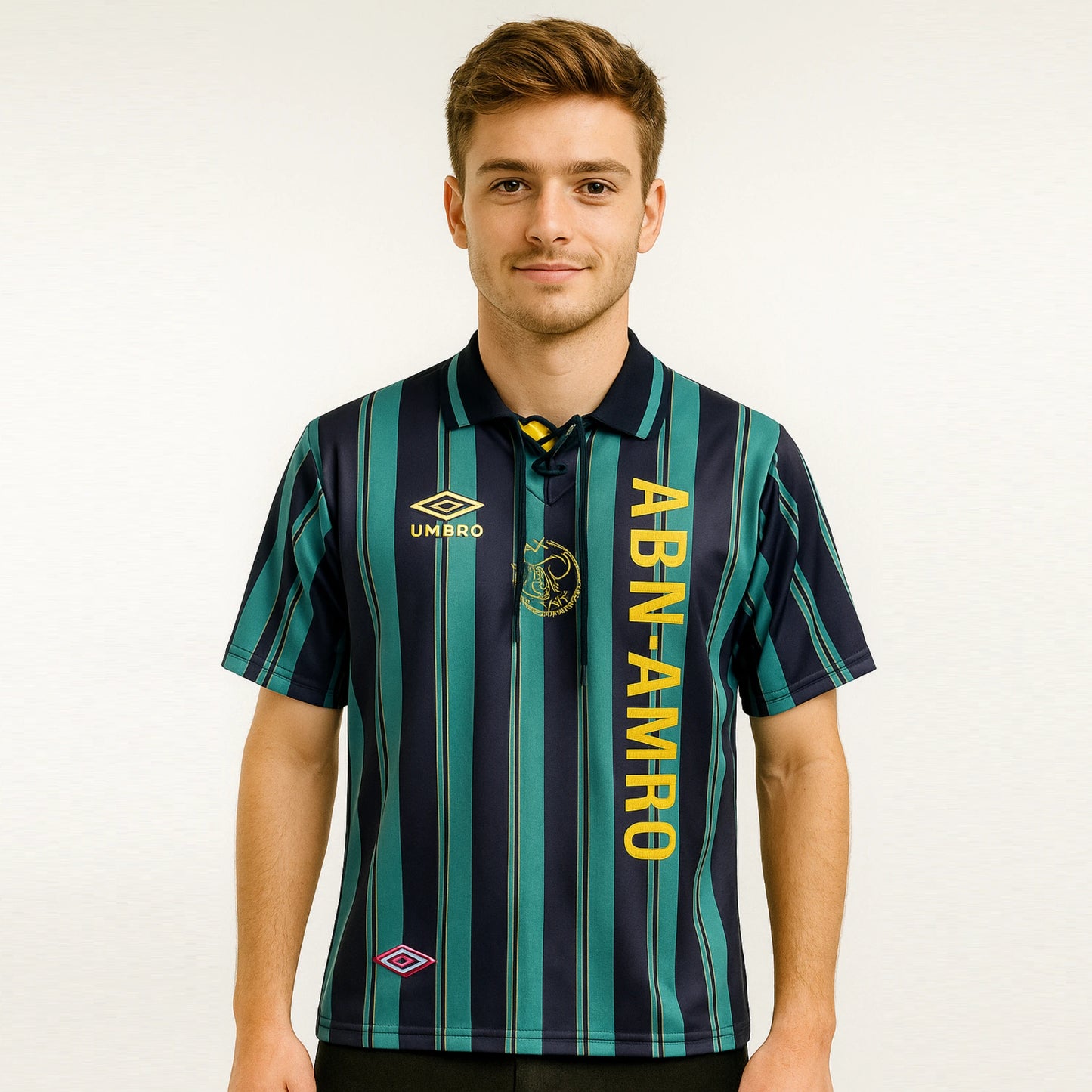 AJAX 1993-94 AWAY KIT CRUYFF POLO EMBROIDERY WITH LAYS