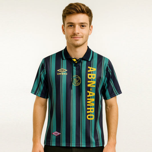 AJAX 1993-94 AWAY KIT CRUYFF POLO EMBROIDERY WITH LAYS