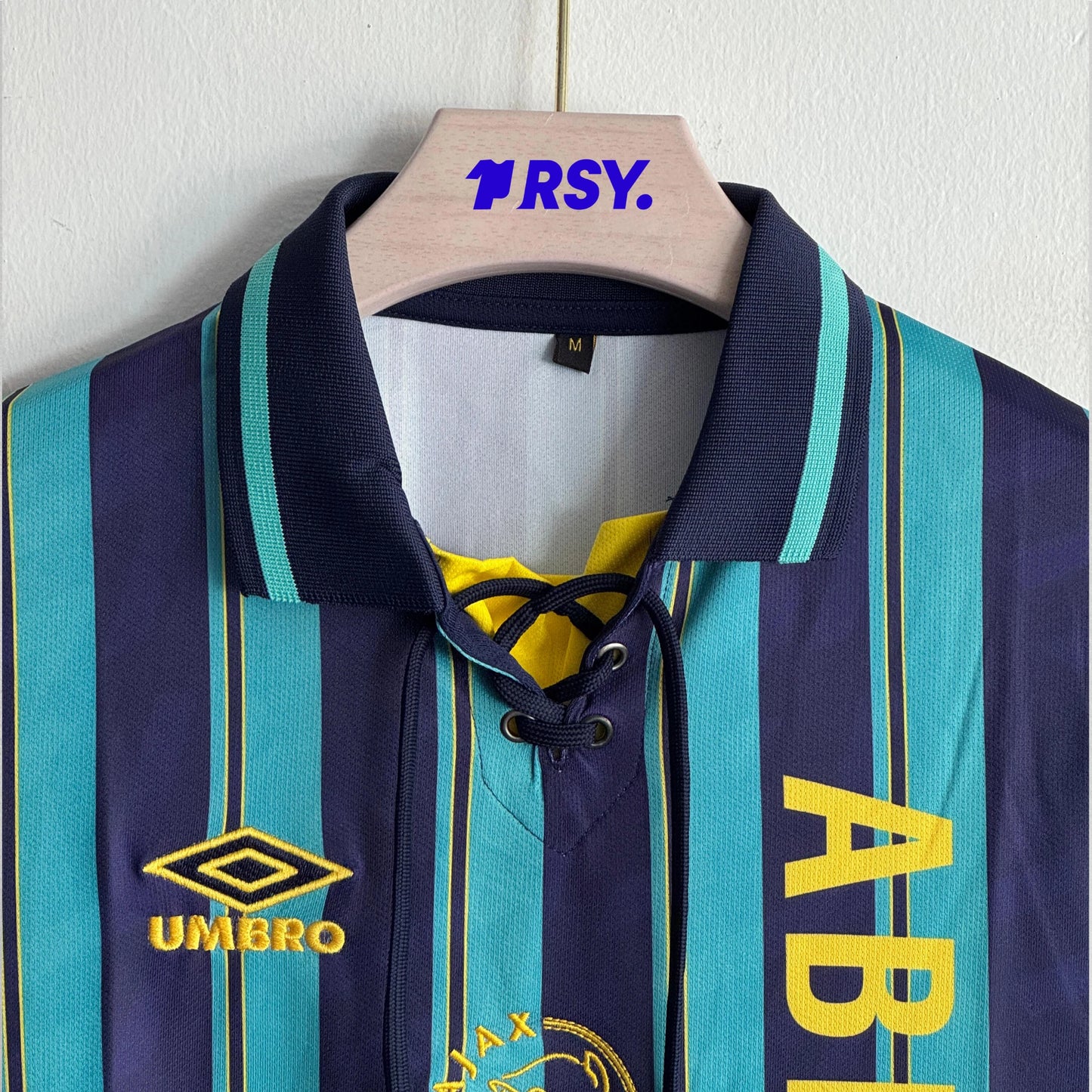 AJAX 1993-94 AWAY KIT CRUYFF POLO EMBROIDERY WITH LAYS