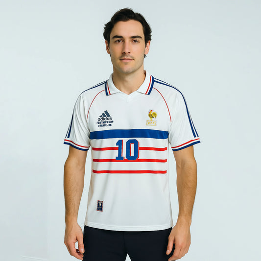 FRANCE 1998 AWAY KIT ZIDANE POLO EMBROIDERY