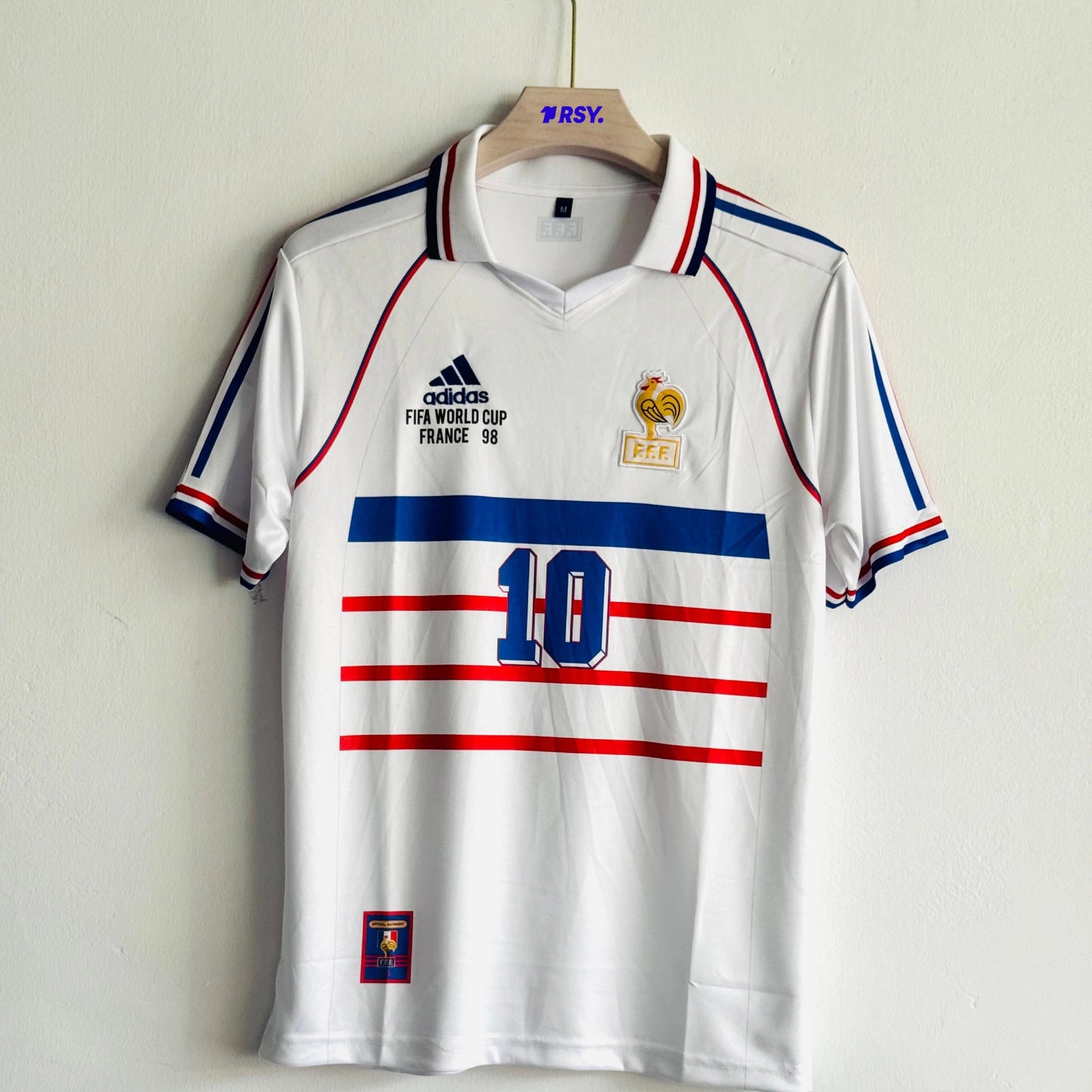FRANCE 1998 AWAY KIT ZIDANE POLO EMBROIDERY
