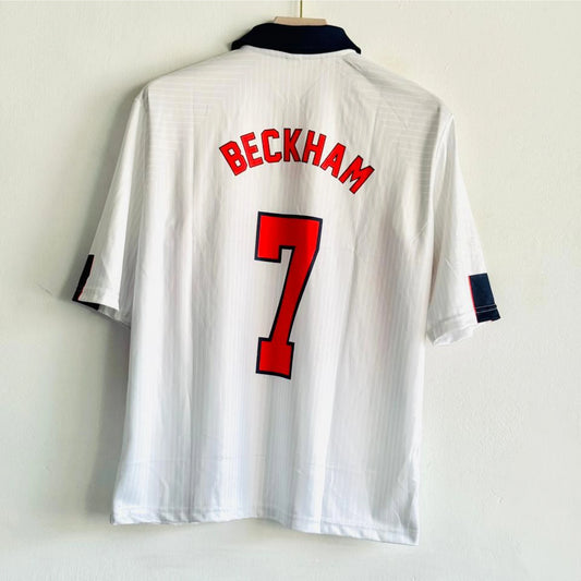 ENGLAND 1998 HOME KIT BECKHAM FIVESLEEVE POLO EMBROIDERY PREMIUM