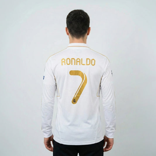 REAL MADRID 2011-12 HOME KIT RONALDO FULLSLEEVE POLO EMBROIDERY PREMIUM